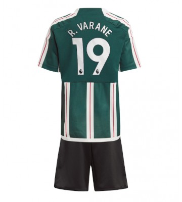 Lacne Dětský Futbalové dres Manchester United Raphael Varane #19 2023-24 Krátky Rukáv - Preč (+ trenírky)